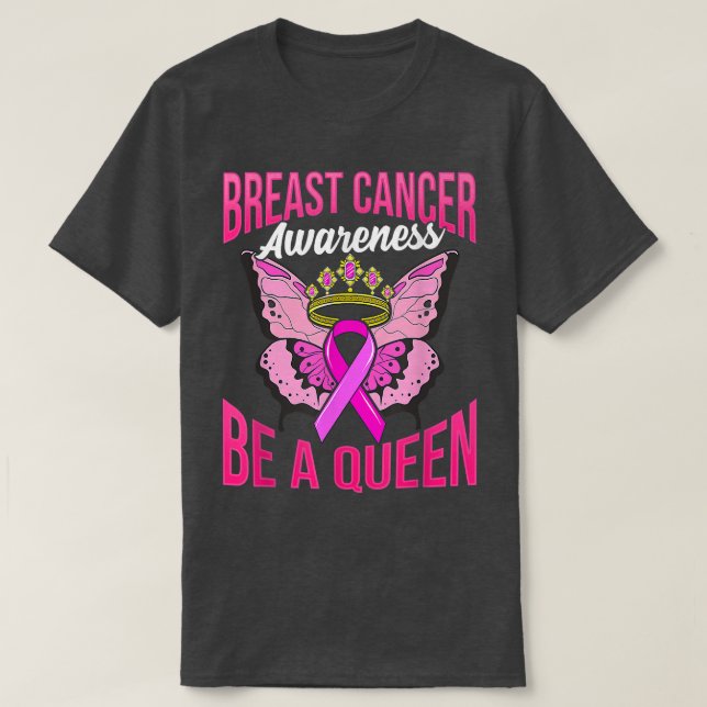 Camiseta Sensibilização do Cancer da Mama: Rainha Fita Rosa (Frente do Design)