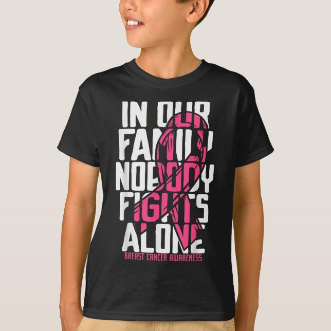 Camiseta Sensibilização do Cancer da Mama Rosa-apoio ao can (Frente)