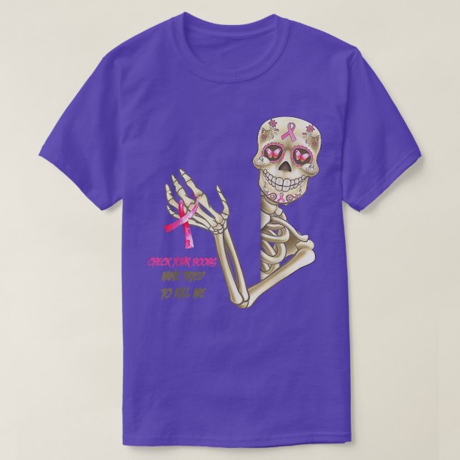 Camiseta Sensibilização do Cancer da mama Verificar o esque (Frente do Design)