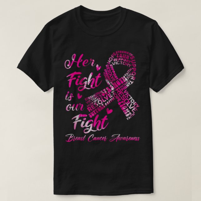 Camiseta Sensibilização Do Cancer De Mama A Luta Que Ela Lu (Frente do Design)