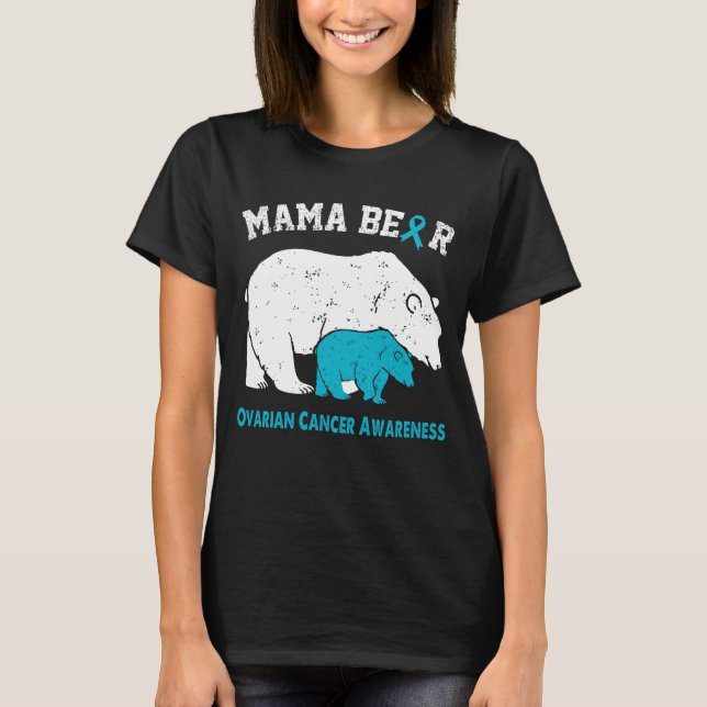 Camiseta Sensibilização do CÂNCER DE OVÁRIO Mama Bear (Frente)