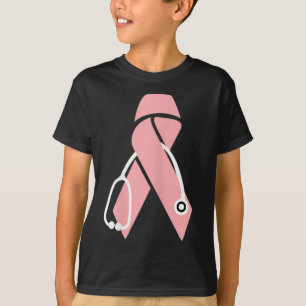 Camiseta Sensibilização Do Cancer Médico Estetoscópio Rosa