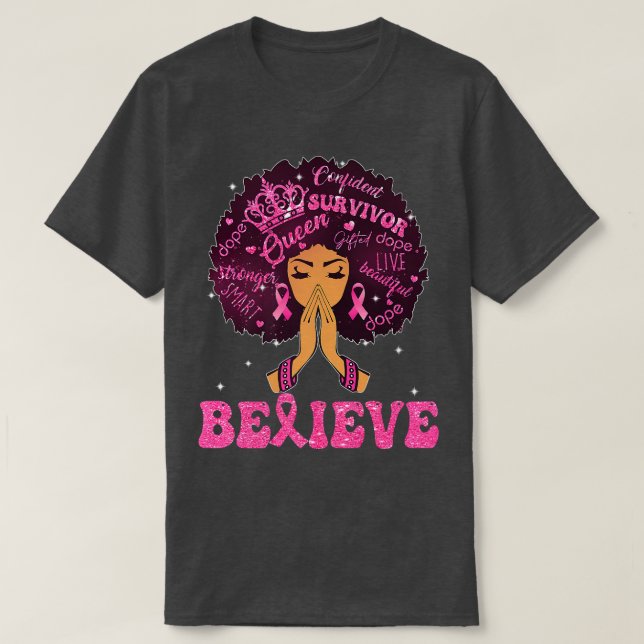 Camiseta Sensibilização do Cancer para a mulher negra Supor (Frente do Design)