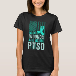 Camiseta Sensibilização do PTSD Eu Visto o Suporte do Teal