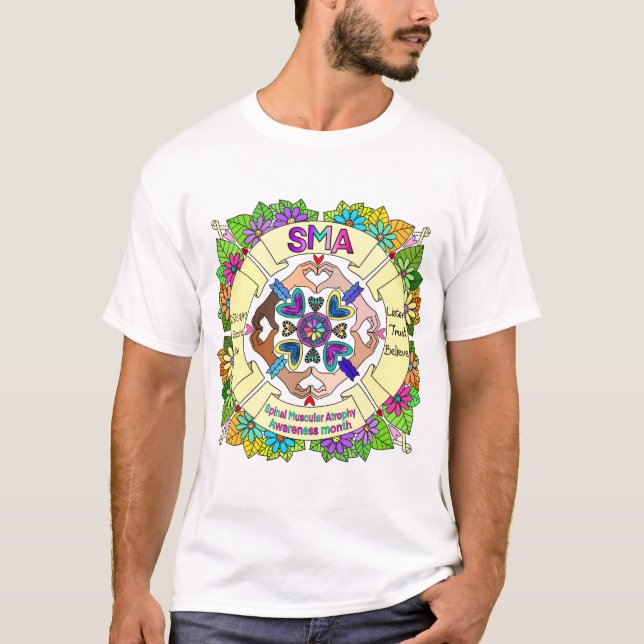 Camiseta Sensibilização do SMA Mês Mandala (Frente)