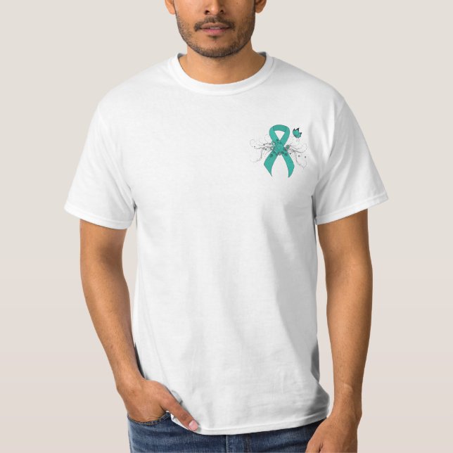 Camiseta Sensibilização do Suporte à Faixa de Opções Teais (Frente)