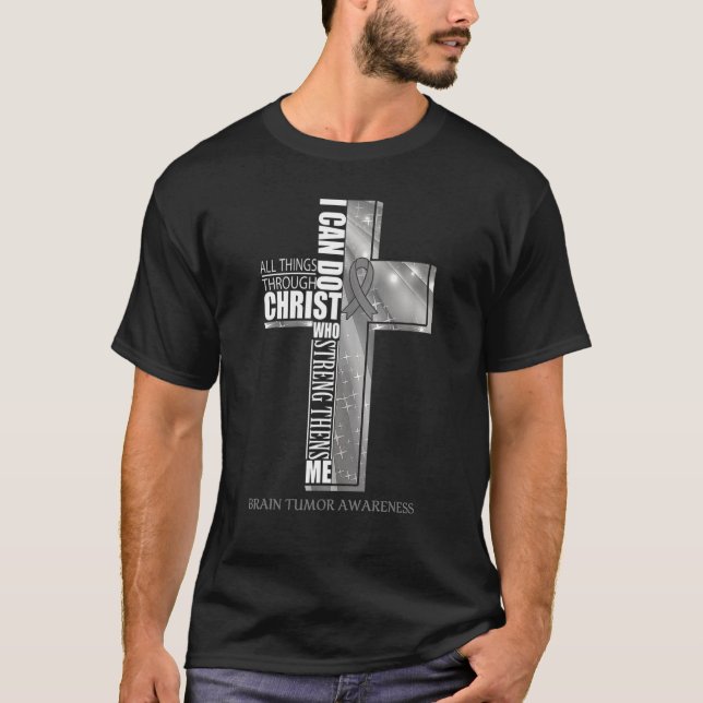 Camiseta Sensibilização do Tumor do Cérebro Friso Cruzado C (Frente)
