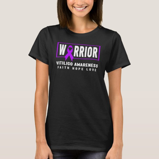 Camiseta Sensibilização do Vitiligo Roxo Friso Vitiligo War (Frente)