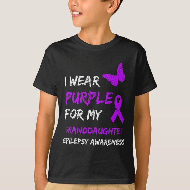 Camiseta Sensibilização Epilepsia Eu Visto Roxo Para Meu Av (Frente)