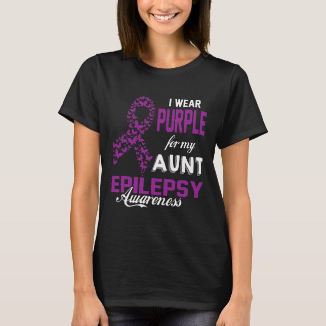 Camiseta Sensibilização Epilepsia Eu Visto Roxo Para Minha  (Frente)