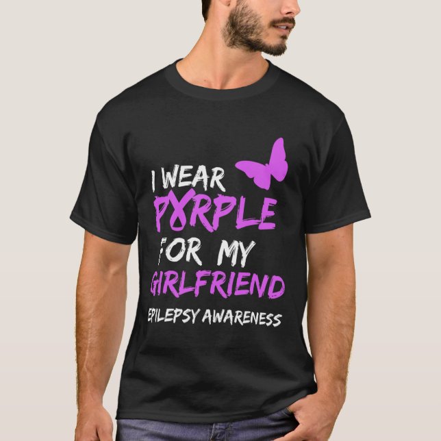 Camiseta Sensibilização Epilepsia Eu Visto Roxo Para Minha  (Frente)