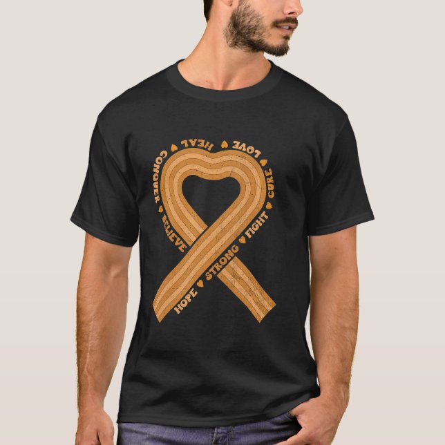 Camiseta Sensibilização Laranja Fita Cancer Sanguíneo Estra (Frente)