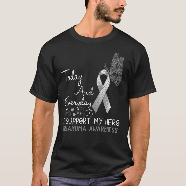 Camiseta Sensibilização Melanoma Eu Apoio Minha Borboleta H (Frente)