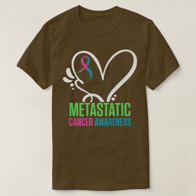 Camiseta Sensibilização Metastásica para o Cancer da Mama F (Frente do Design)