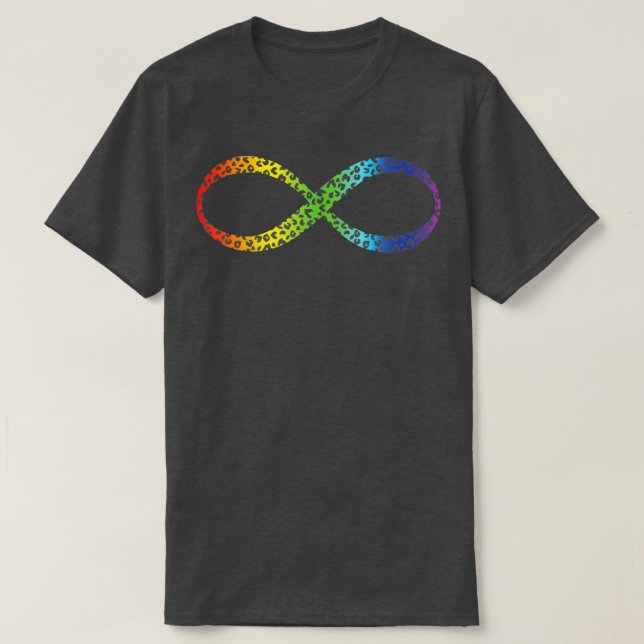 Camiseta Sensibilização Neurodivergente Infinidade Arco-Íri (Frente do Design)