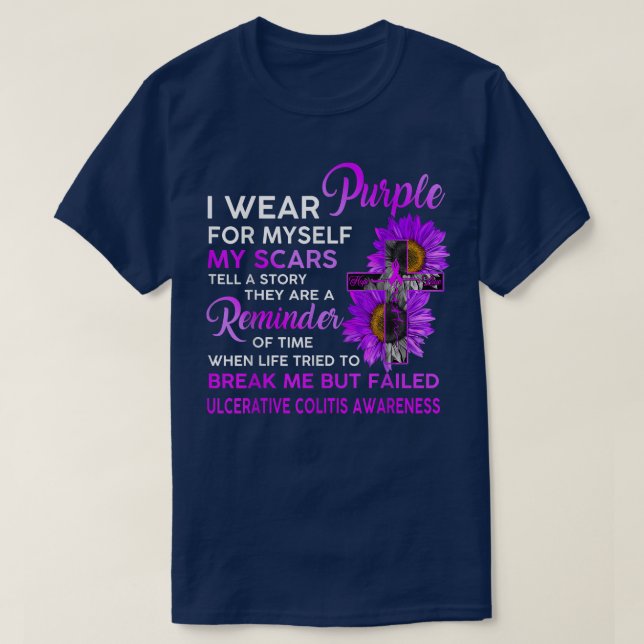 Camiseta Sensibilização Para A Colite Ulcerosa Eu Visto Rox (Frente do Design)