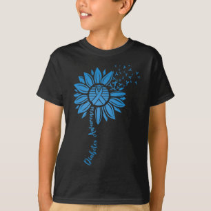 Camiseta Sensibilização para a diabetes Mês Sunflower Blue 
