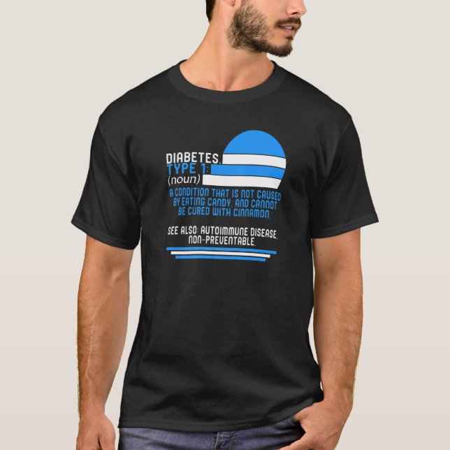Camiseta Sensibilização para a diabetes Mês T1d Cúpula diab (Frente)
