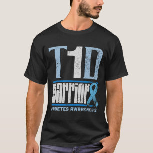 Camiseta Sensibilização para a diabetes Mês T1d Guerreiro d