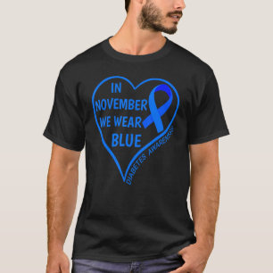 Camiseta Sensibilização para a diabetes Mês T1D T2D Em nove