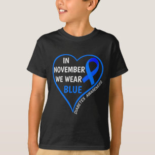 Camiseta Sensibilização para a diabetes Mês T1d T2d Em nove
