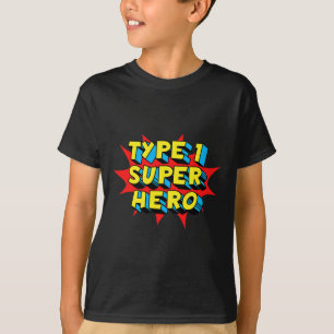 Camiseta Sensibilização para a Diabetes Tipo Um Super-Herói