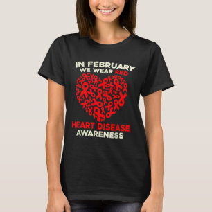Camiseta Sensibilização Para A Doença Cardíaca Envermelhada