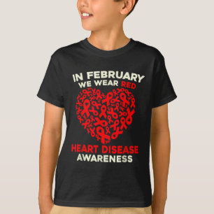 Camiseta Sensibilização Para A Doença Cardíaca Envermelhada