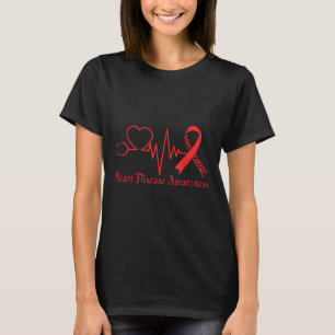 Camiseta Sensibilização Para A Doença Cardíaca Envermelhada
