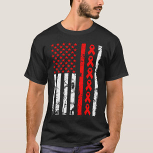 Camiseta Sensibilização para a Doença Cardíaca Fita Vermelh