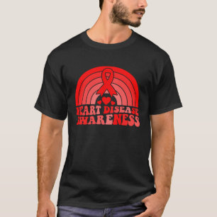 Camiseta Sensibilização Para A Doença Cardíaca Fita Vermelh