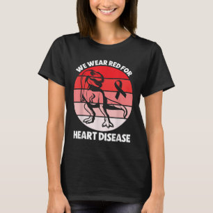 Camiseta Sensibilização para a Doença Cardíaca T-rex Vermel