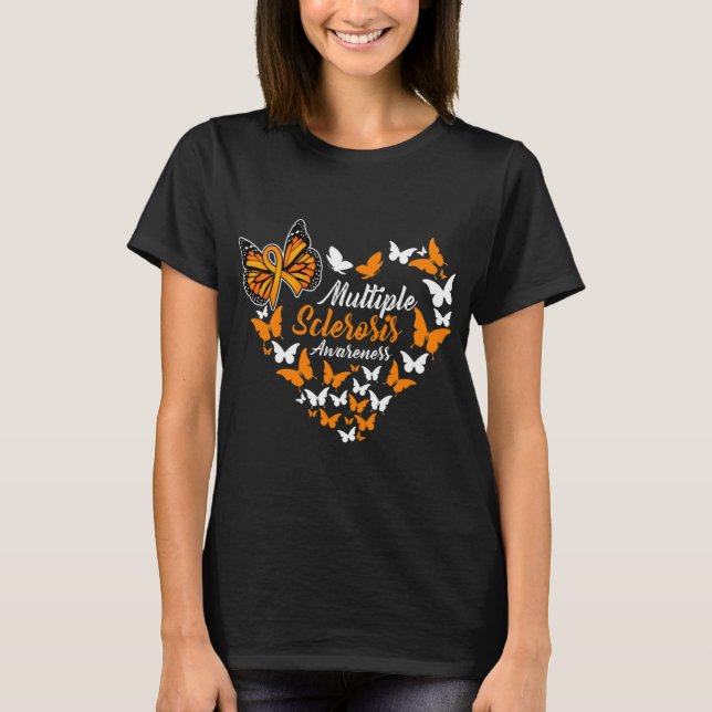 Camiseta Sensibilização para a Esclerose Laranja Borboleta (Frente)