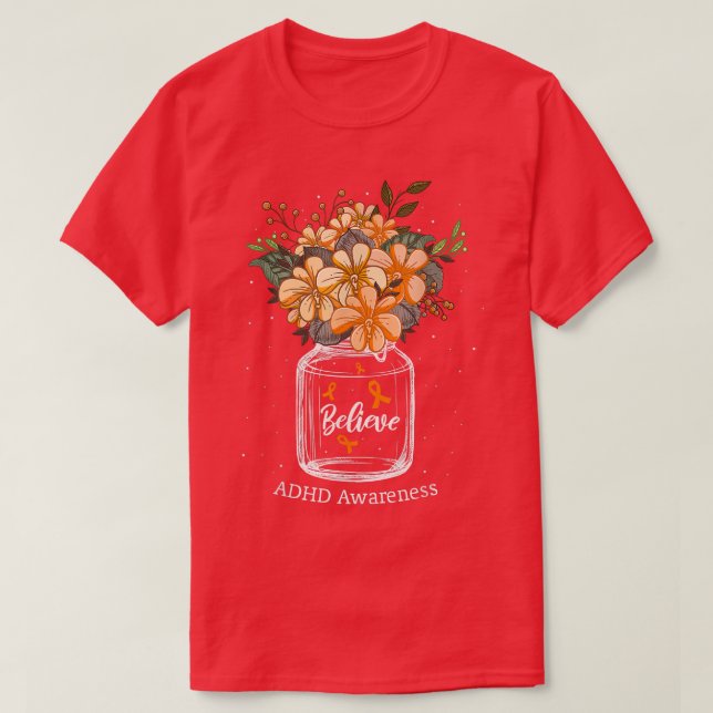 Camiseta Sensibilização para a Flor ADHD Acredite (Frente do Design)