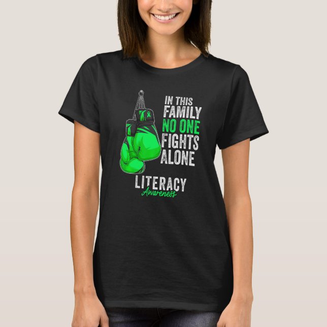 Camiseta Sensibilização para a literatura Mês Luva Fita Ver (Frente)
