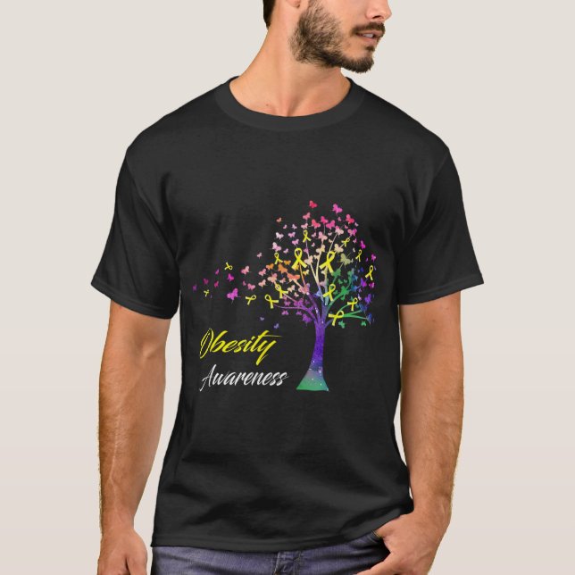 Camiseta Sensibilização para a Obesidade da Faixa de Árvore (Frente)