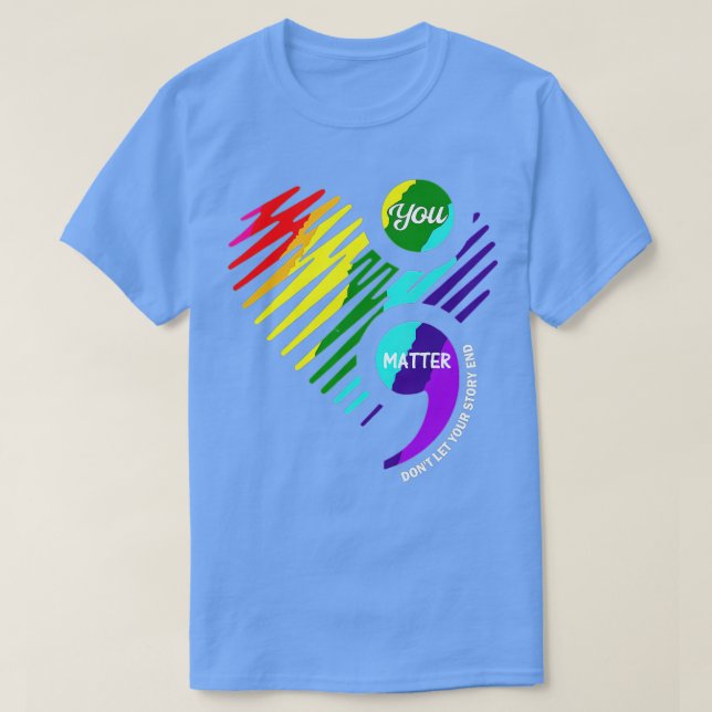 Camiseta Sensibilização para a Saúde Mental do Semicolon  (Frente do Design)