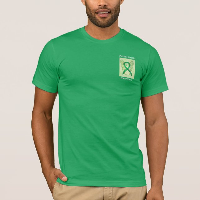 Camiseta Sensibilização para a saúde mental Fita Verde Tela (Frente)