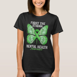 Camiseta Sensibilização para a saúde mental Mono de borbole