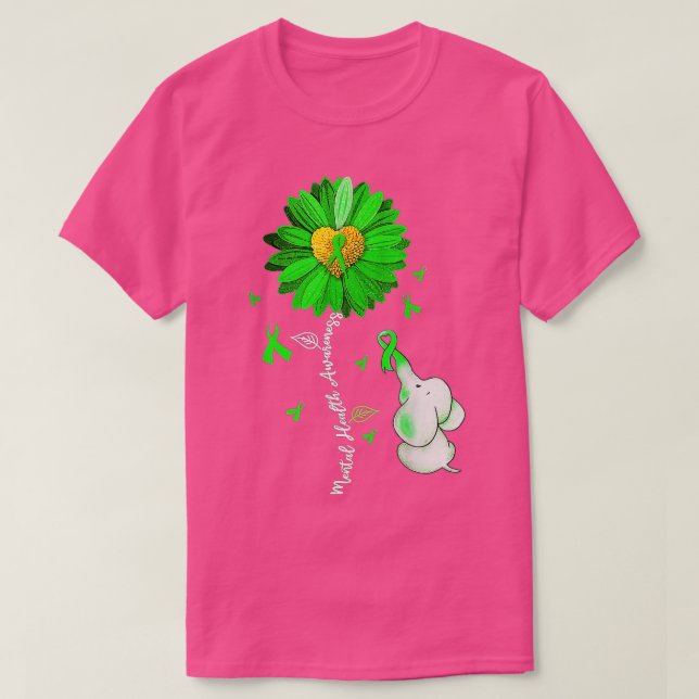 Camiseta Sensibilização para a saúde mental Sunflower Green (Frente do Design)