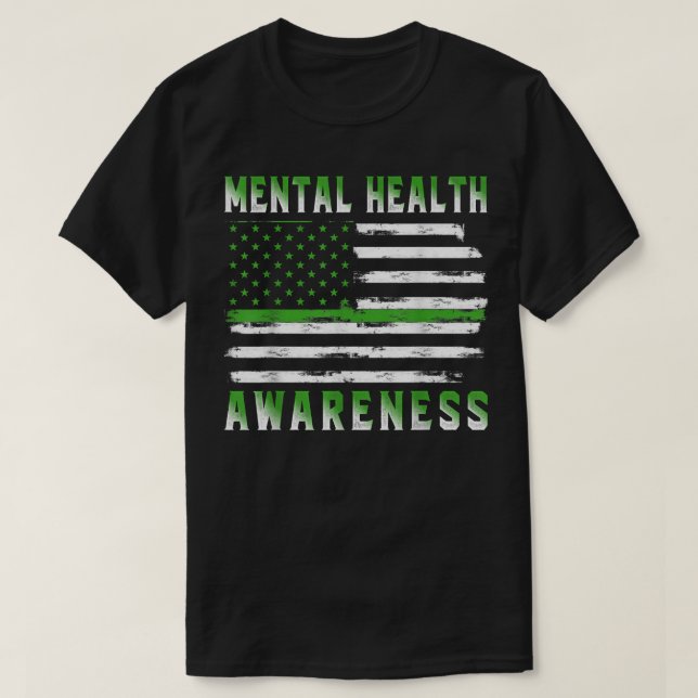 Camiseta Sensibilização Para A Saúde Mental Usa Sinalizador (Frente do Design)