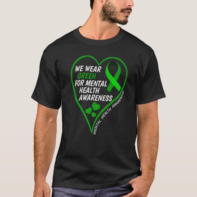 Camiseta Sensibilização Para A Saúde Mental Vestimos Verde  (Frente)