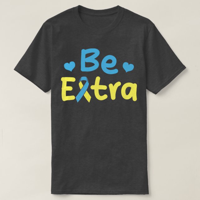 Camiseta Sensibilização para a síndrome de Be Extra down (Frente do Design)
