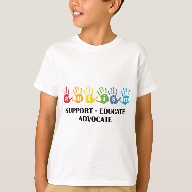 Camiseta Sensibilização para o Autismo: Apoiar o advogado e (Frente)