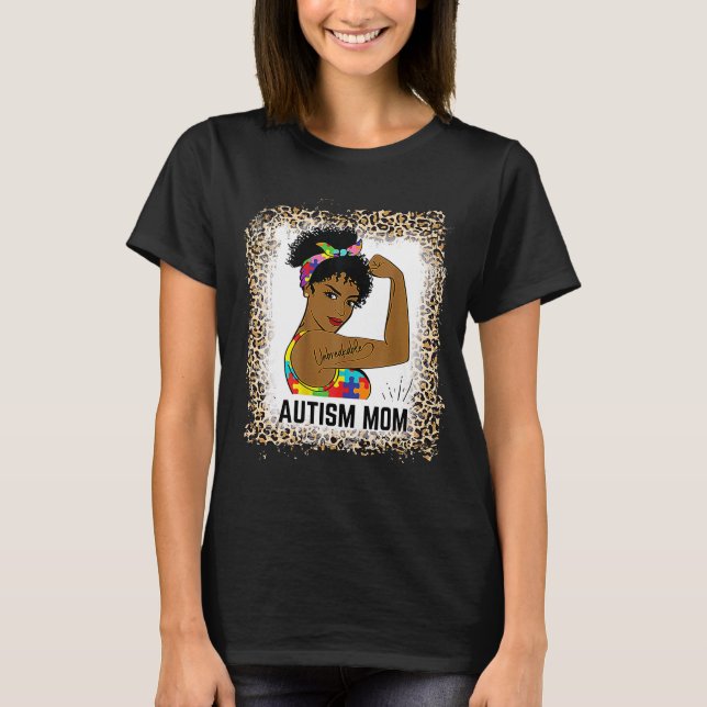 Camiseta Sensibilização para o Autismo Sangrenta Mãe Afro M (Frente)