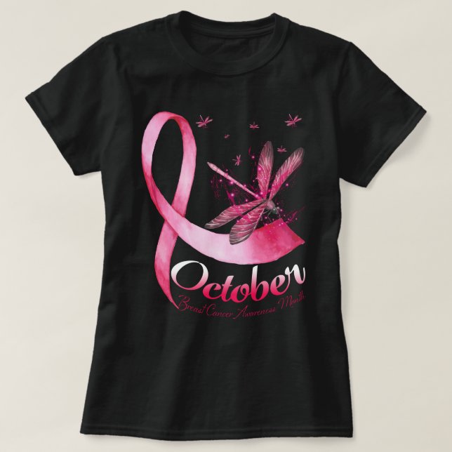 Camiseta Sensibilização para o Cancer da Mama Dragão de Fit (Frente do Design)