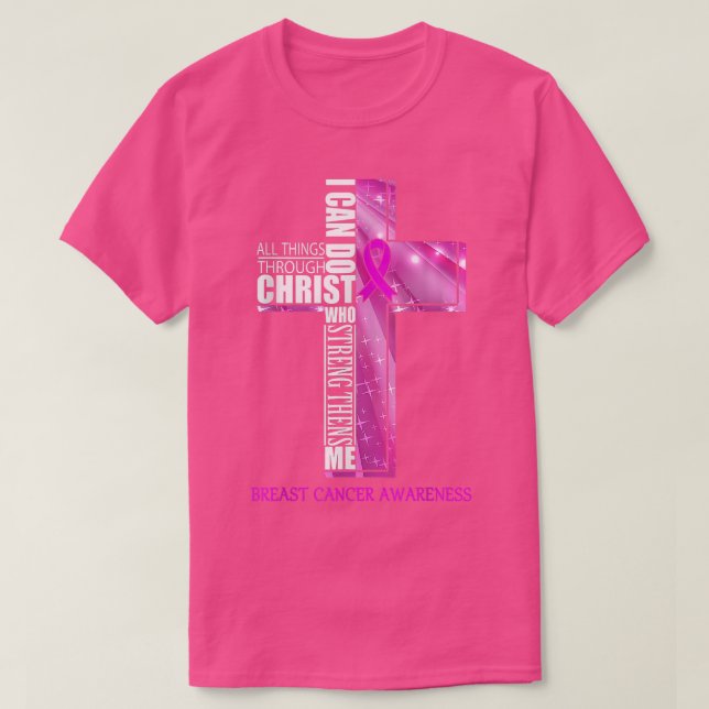 Camiseta Sensibilização para o Cancer da Mama Friso Cristão (Frente do Design)