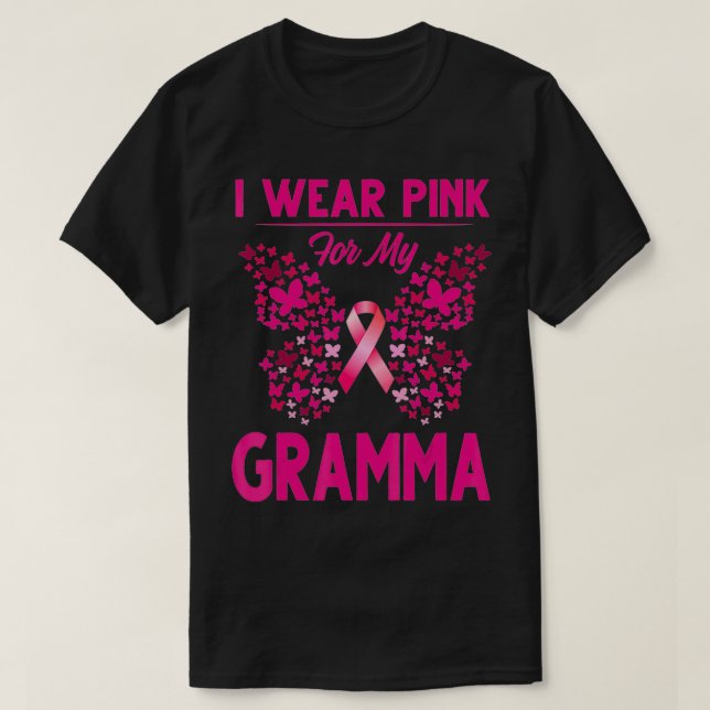 Camiseta Sensibilização Para O Cancer Eu Visto Rosa Para A  (Frente do Design)