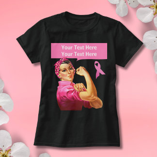 Camiseta Sensibilização para o Cancer Rosie the Riveter ros
