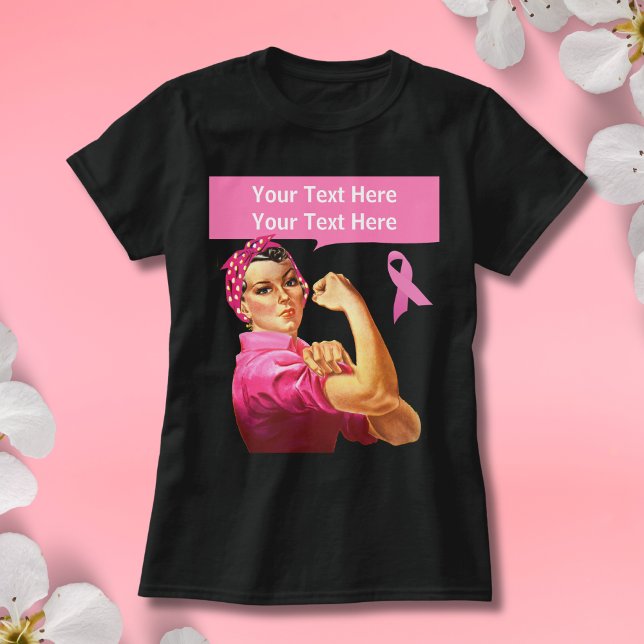 Camiseta Sensibilização para o Cancer Rosie the Riveter ros (Pink Ribbon Rosie the Riveter)